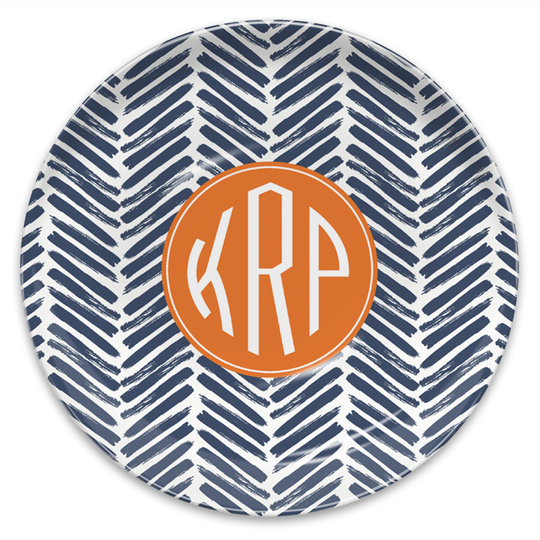 Denim Herringbone Melamine Plate